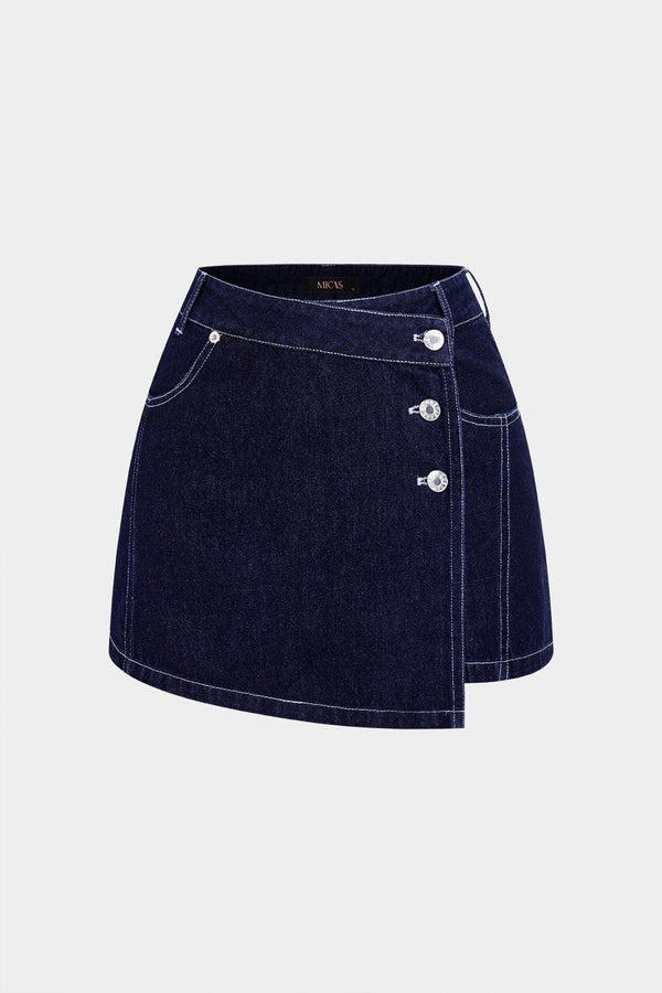 Denim asymmetrische short