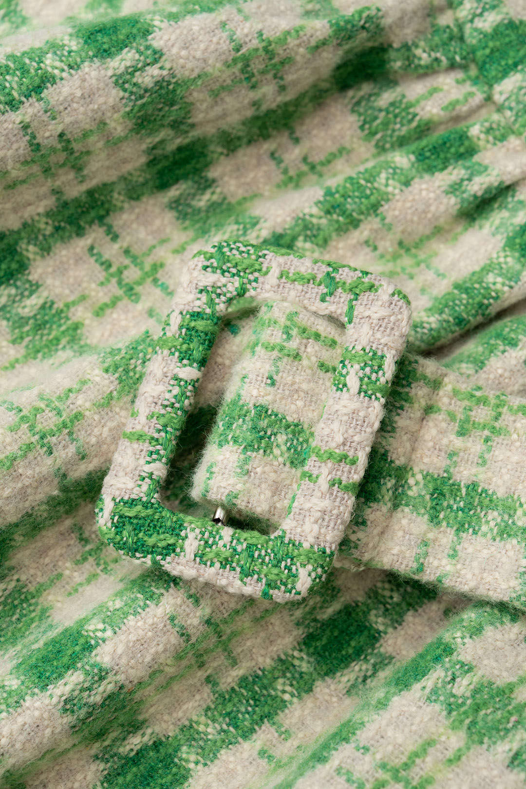 Geruite tweed rok met riem en ruches