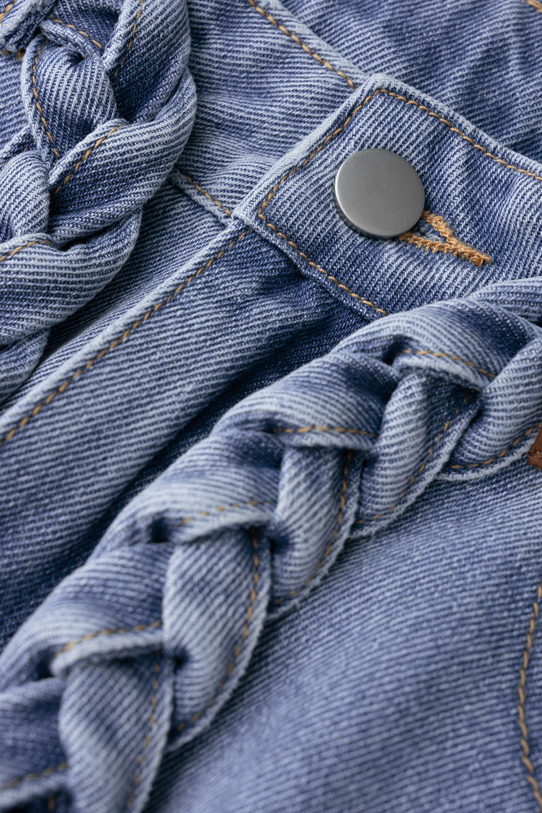 Denim rok met riem en zakken