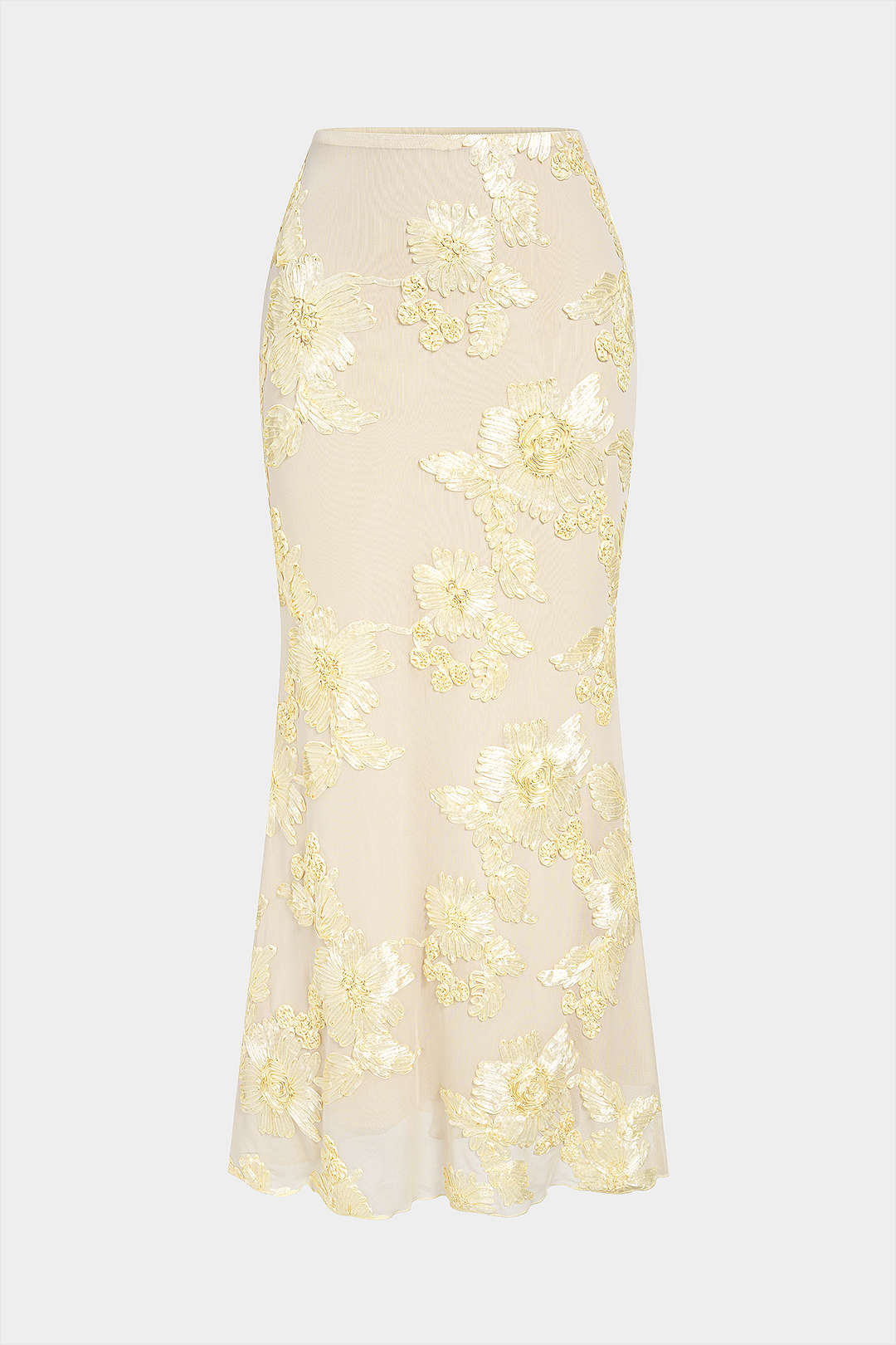 Mesh bloemenprint rok met borduursel