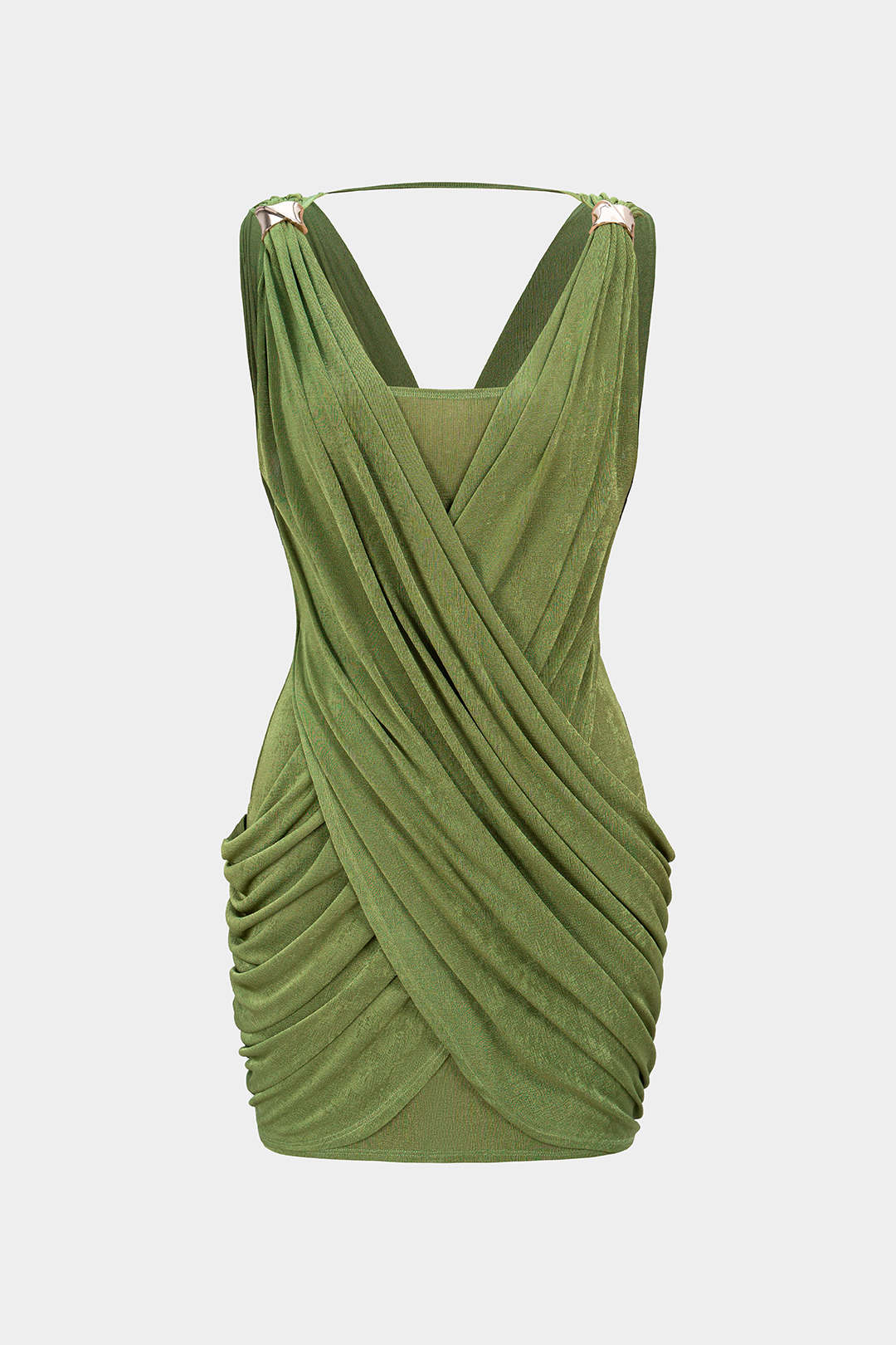 Maud - Metallic mouwloze minijurk met V-hals en ruches