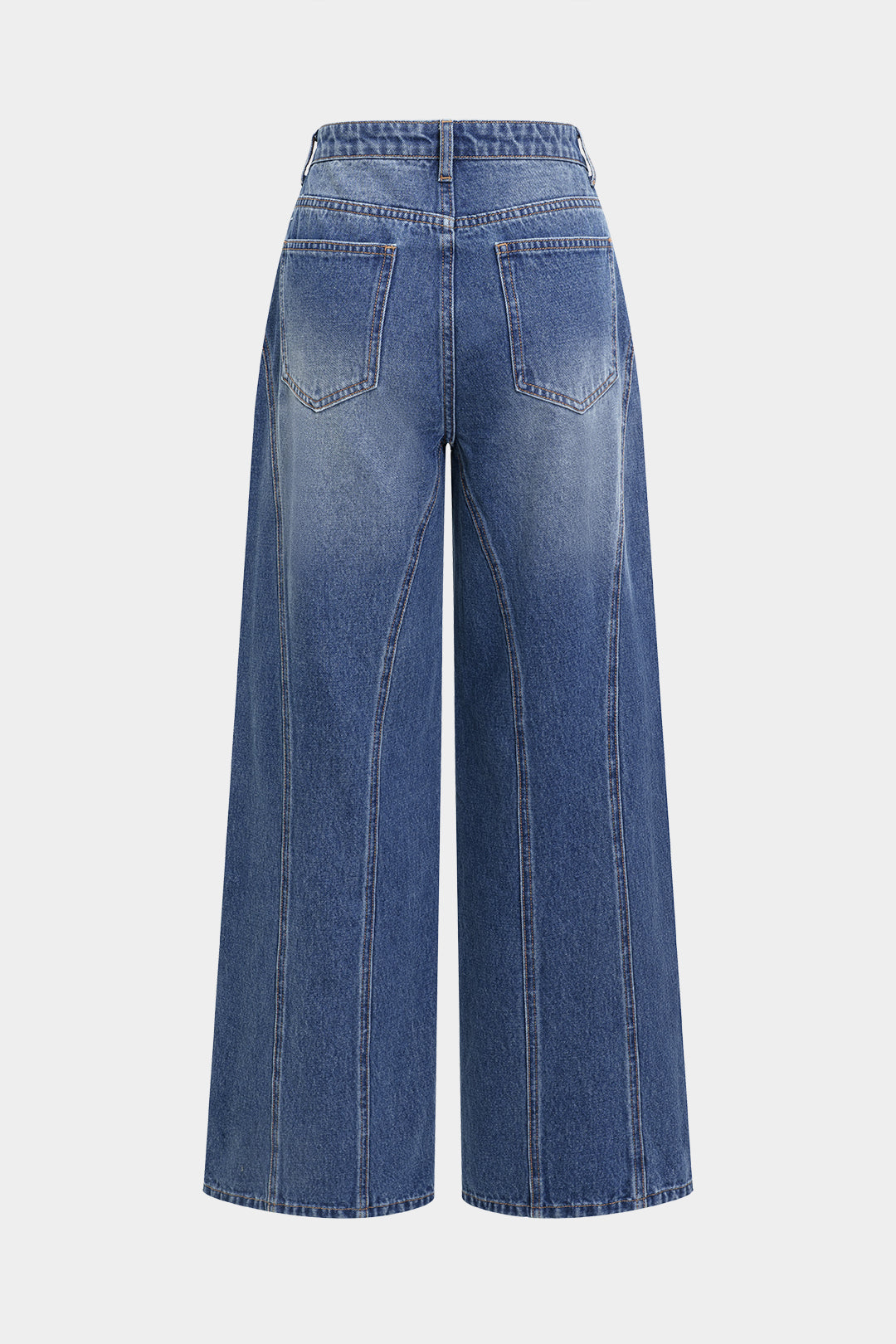Patchwork jeans met hoge taille en rechte pijp