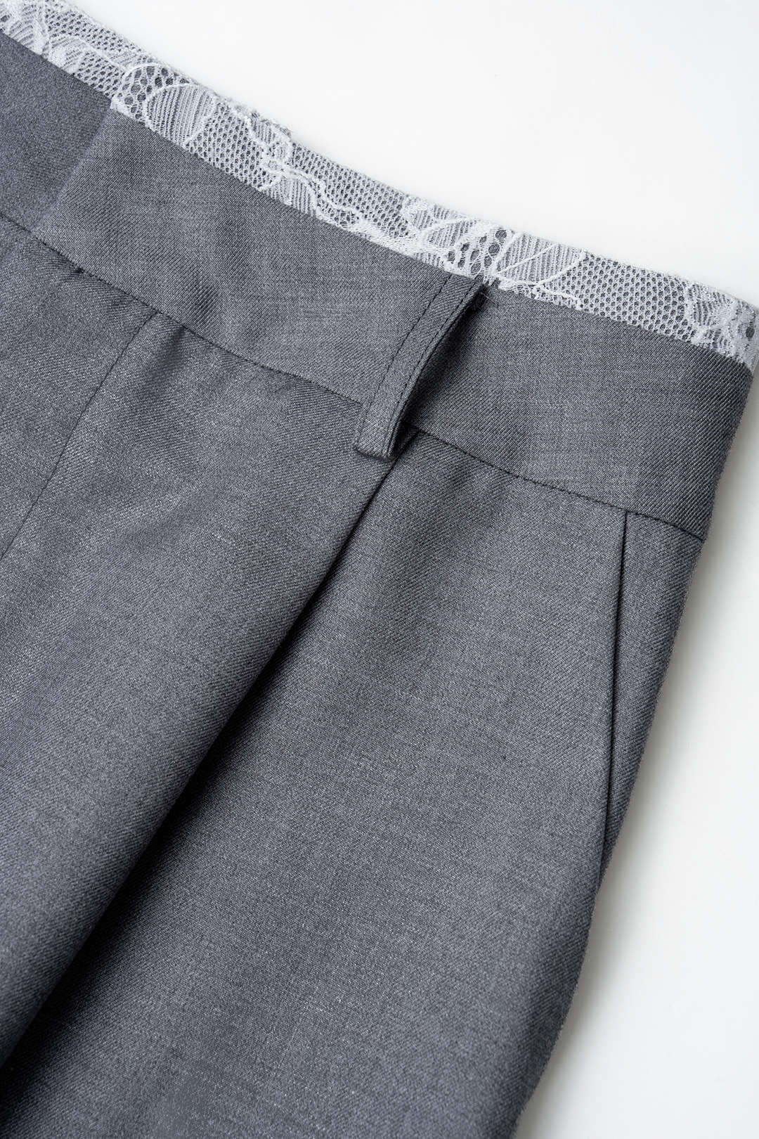 Elodie - Patchwork broek met kanten rand en wijde pijpen