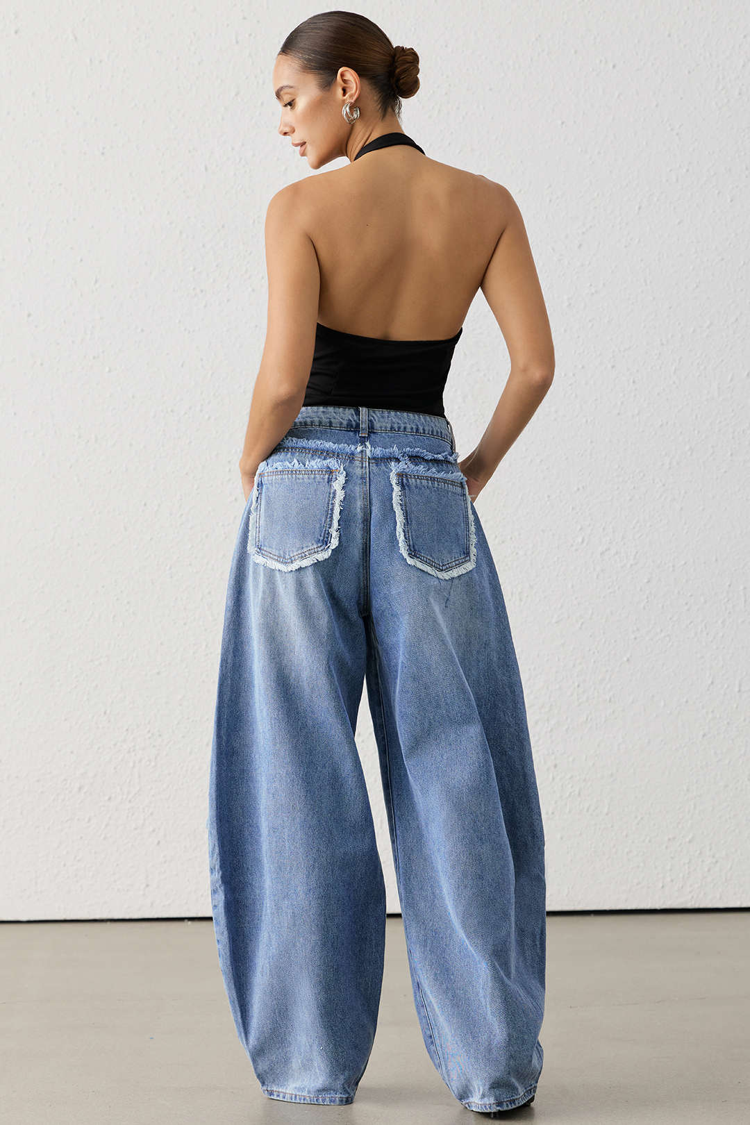 Jeans met rafelrand en wijde pijpen