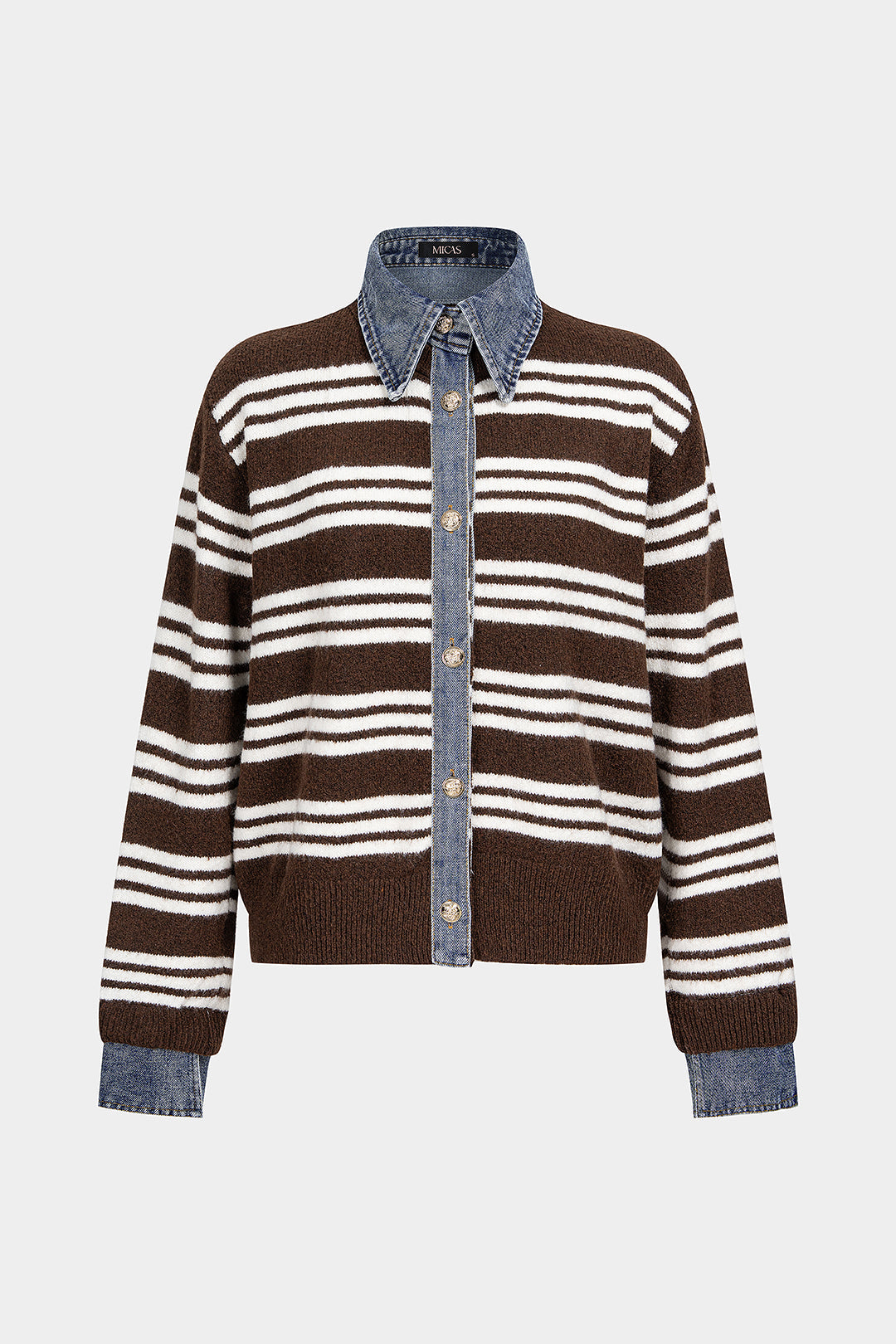 Gestreept gebreid vest