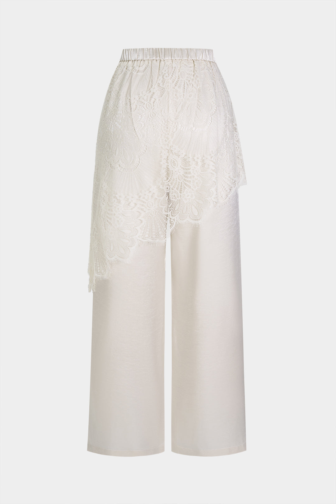 Satijnen patchwork broek met kanten rand
