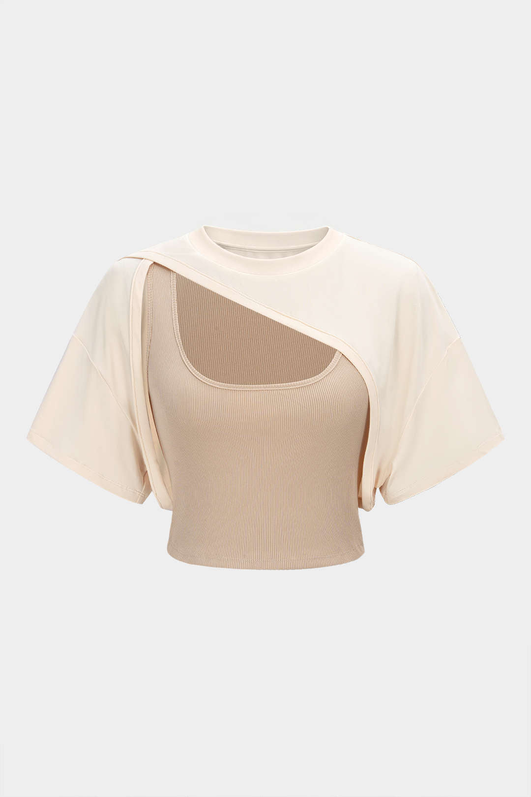 Asymmetrische top met ronde hals en korte mouwen