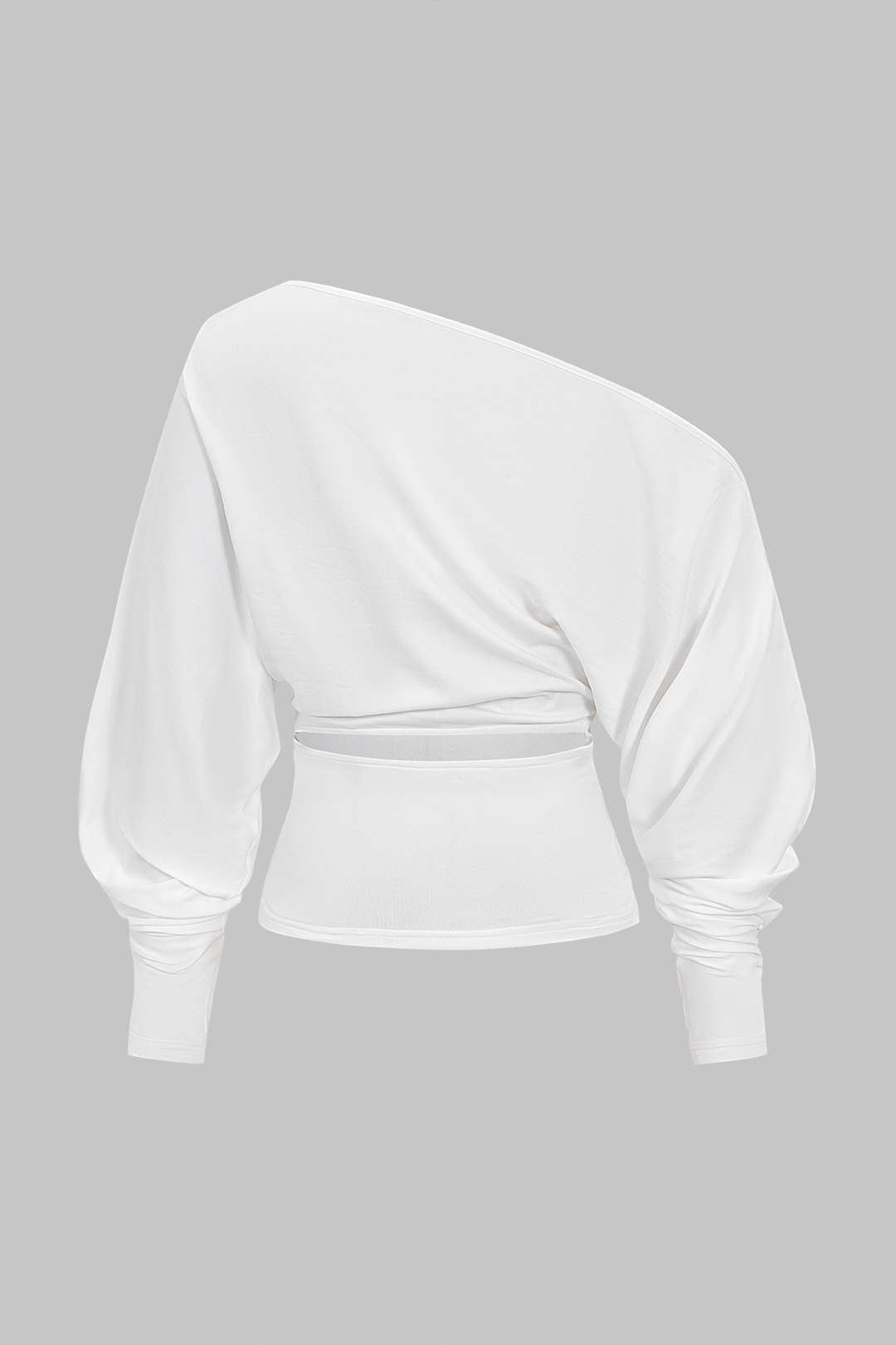 T-shirt met uitsnijding, één schouder en ruches