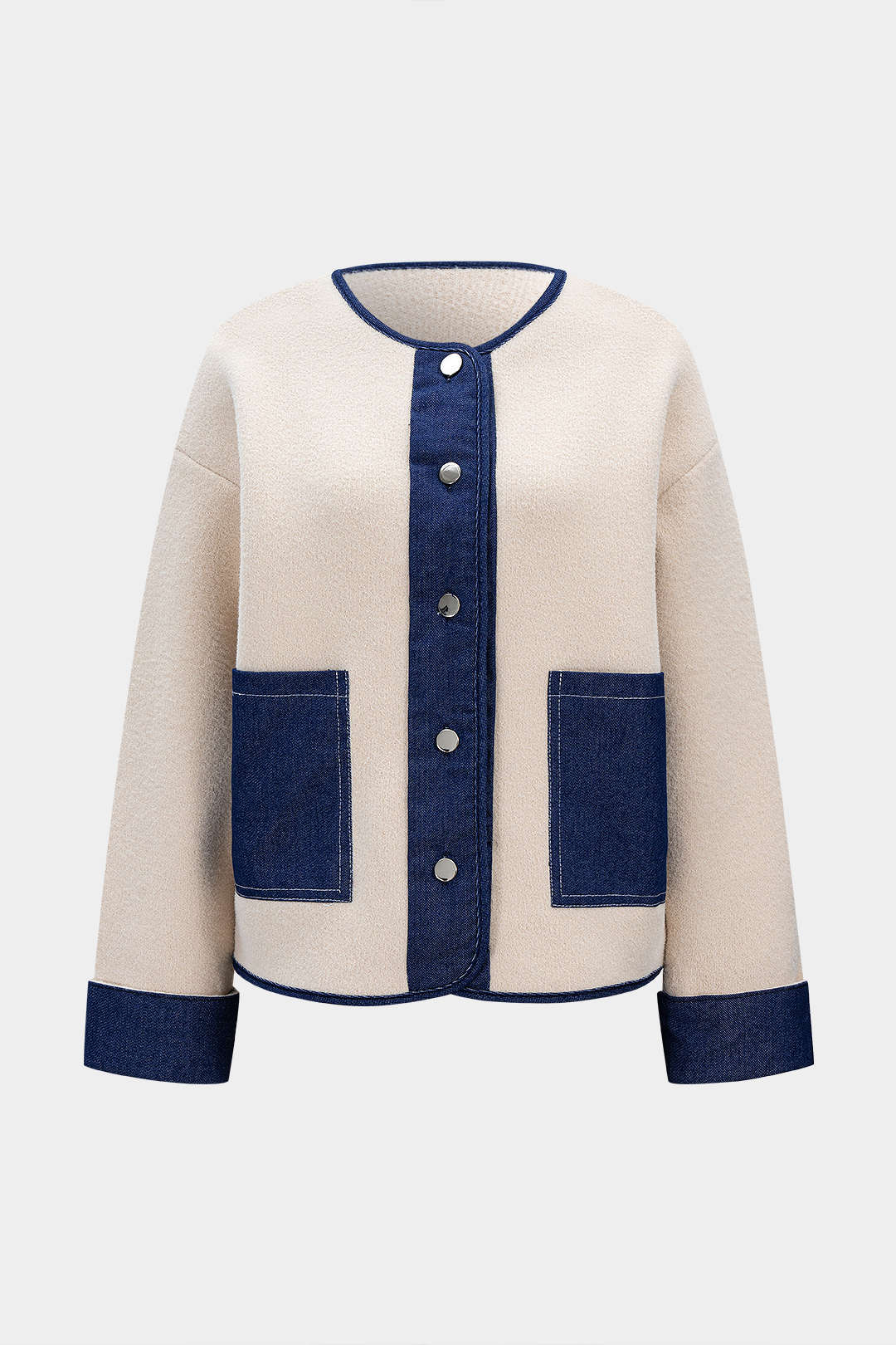 Denim patchwork vest met zakken
