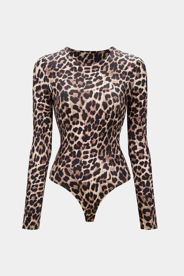Luipaardprint body met lange mouwen