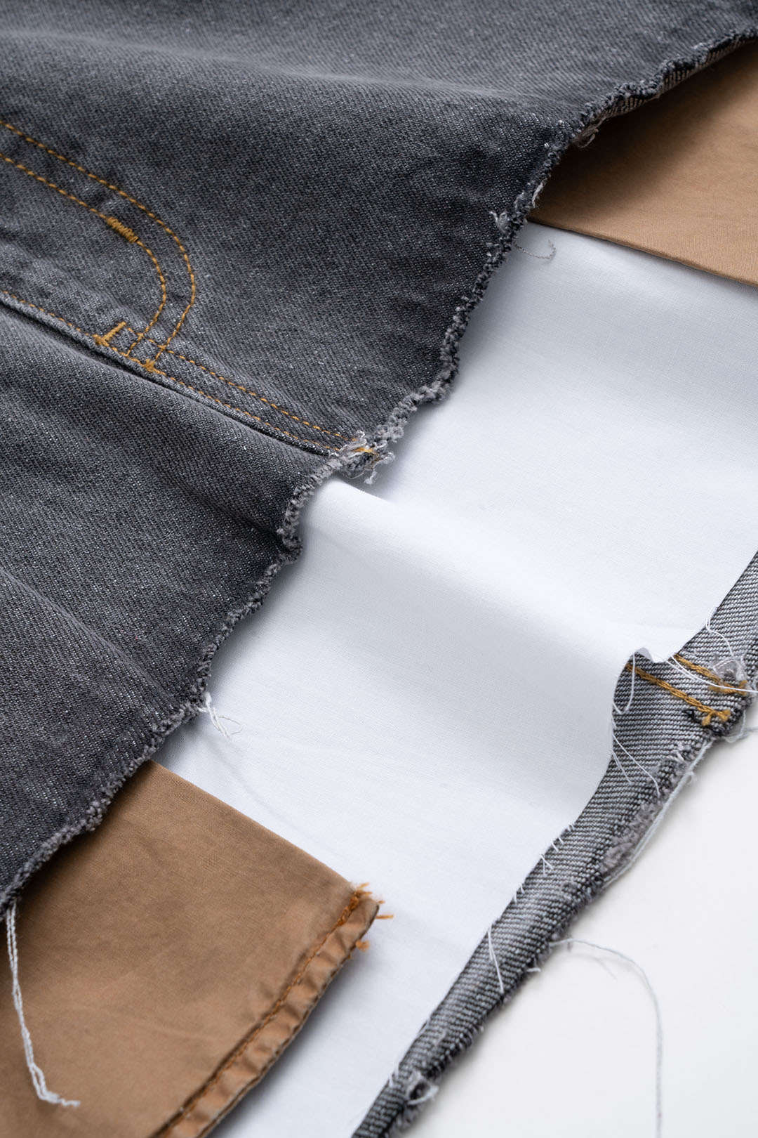 Denim patchwork minirok