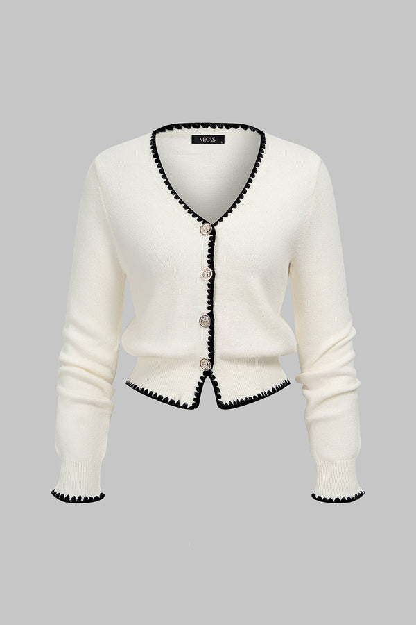 Gebreid vest met V-hals