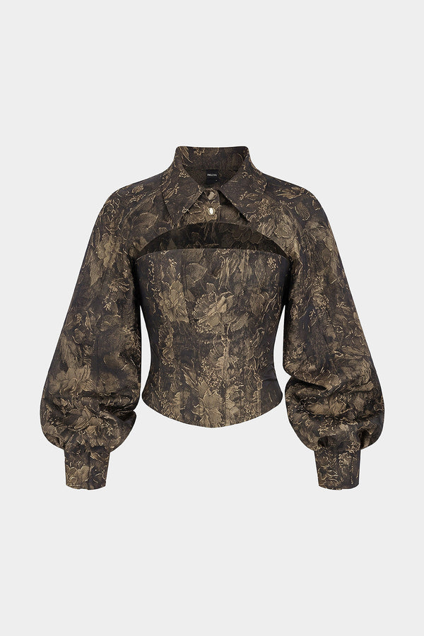 Jacquard top met lange mouwen