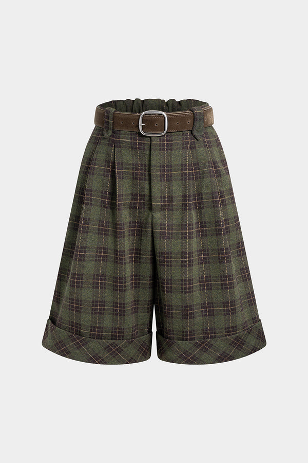 Geruite short met riem