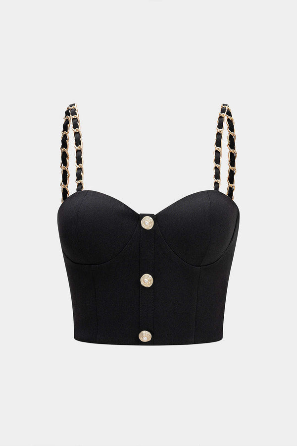 Metallic top met kettingdetail en rits