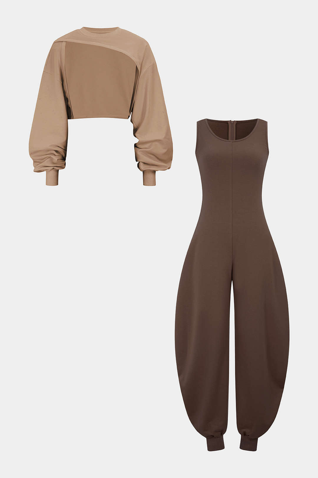 Effen set met top en jumpsuit