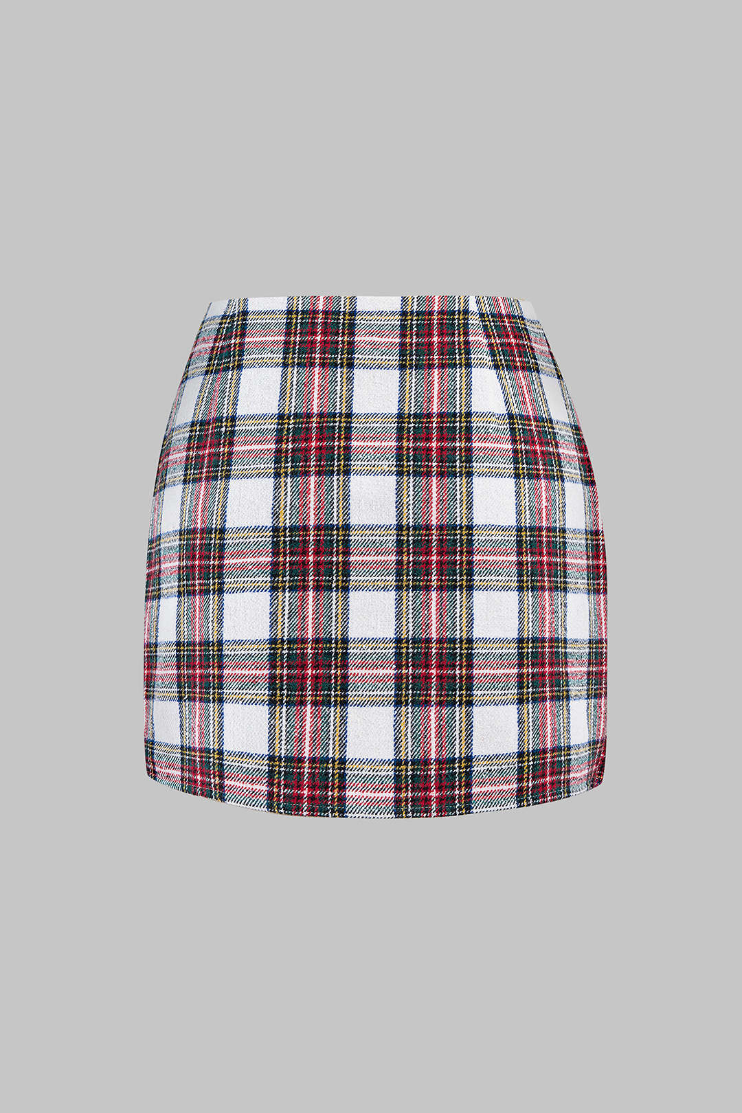 Geruite asymmetrische minirok met hoge taille