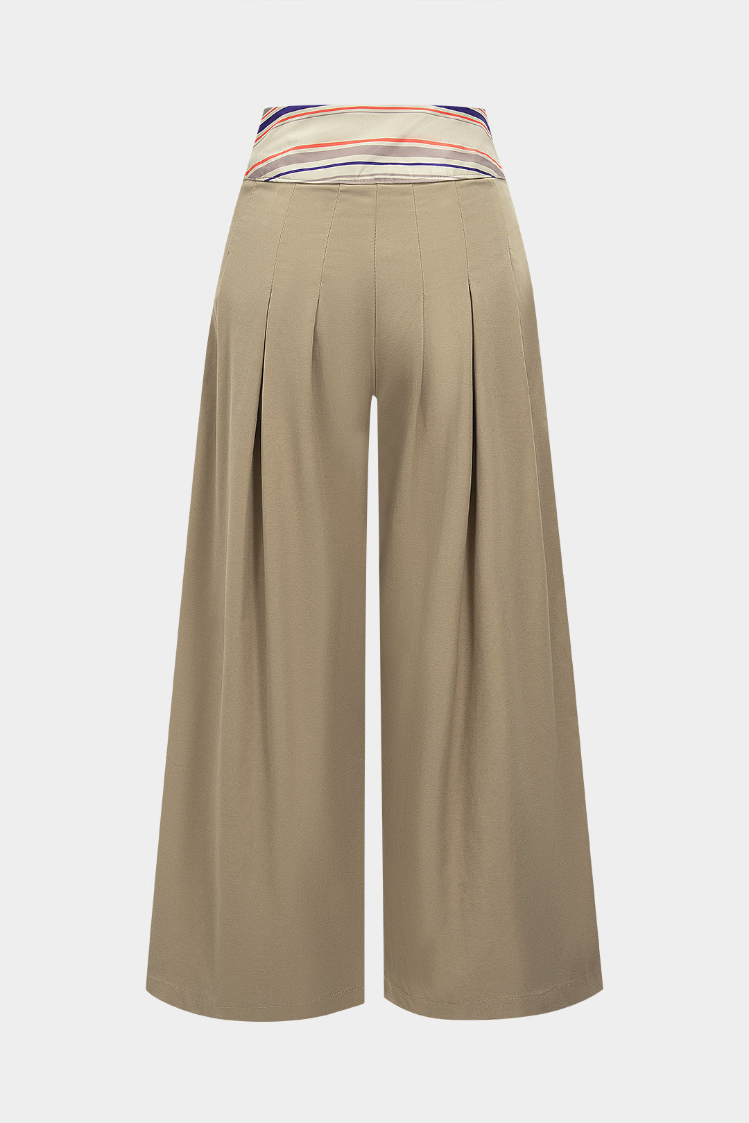 Gestreepte geplooide pantalon met wijde pijpen