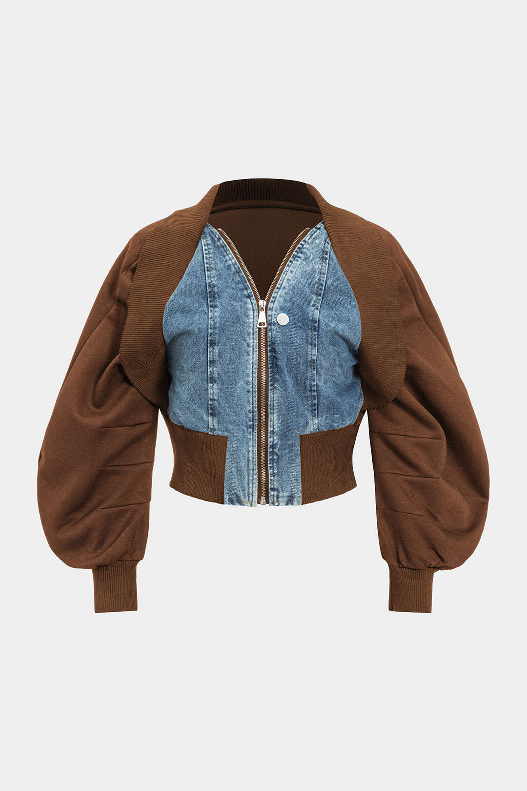 Patchwork denim jasje met rits