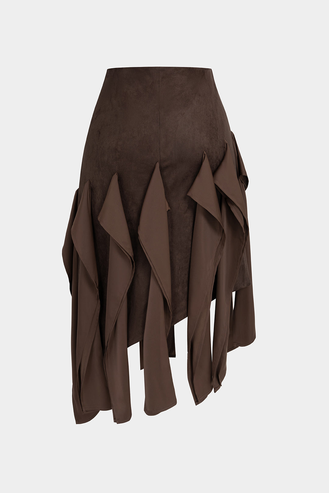 Asymmetrische rok met ruches en volants