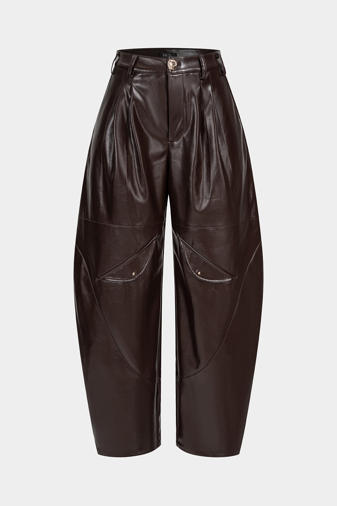 Leren-look metallic broek met ballonmodel