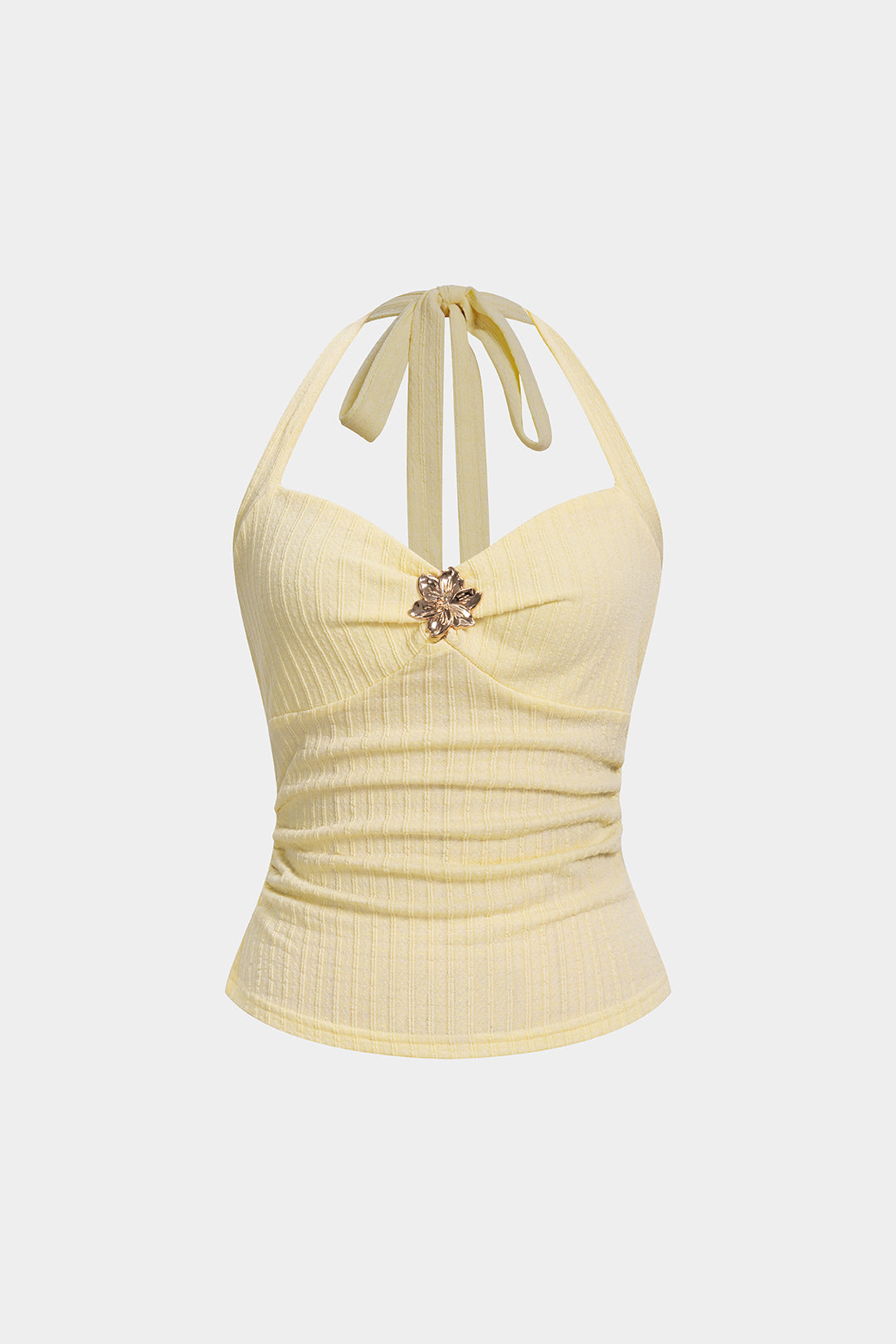 Metallic top met halternek en ruches