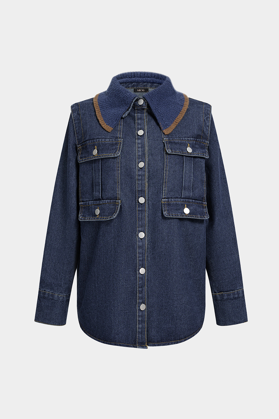 Denim patchwork jasje met zakken