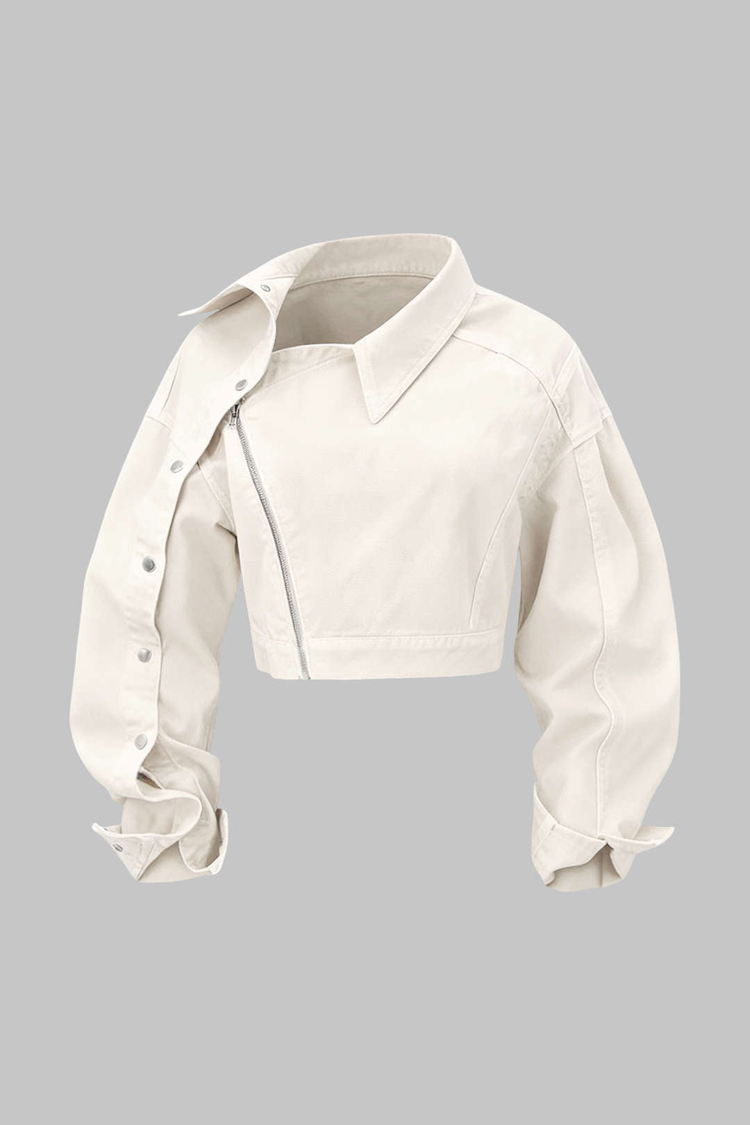 Asymmetrische blouse met rits en lange mouwen
