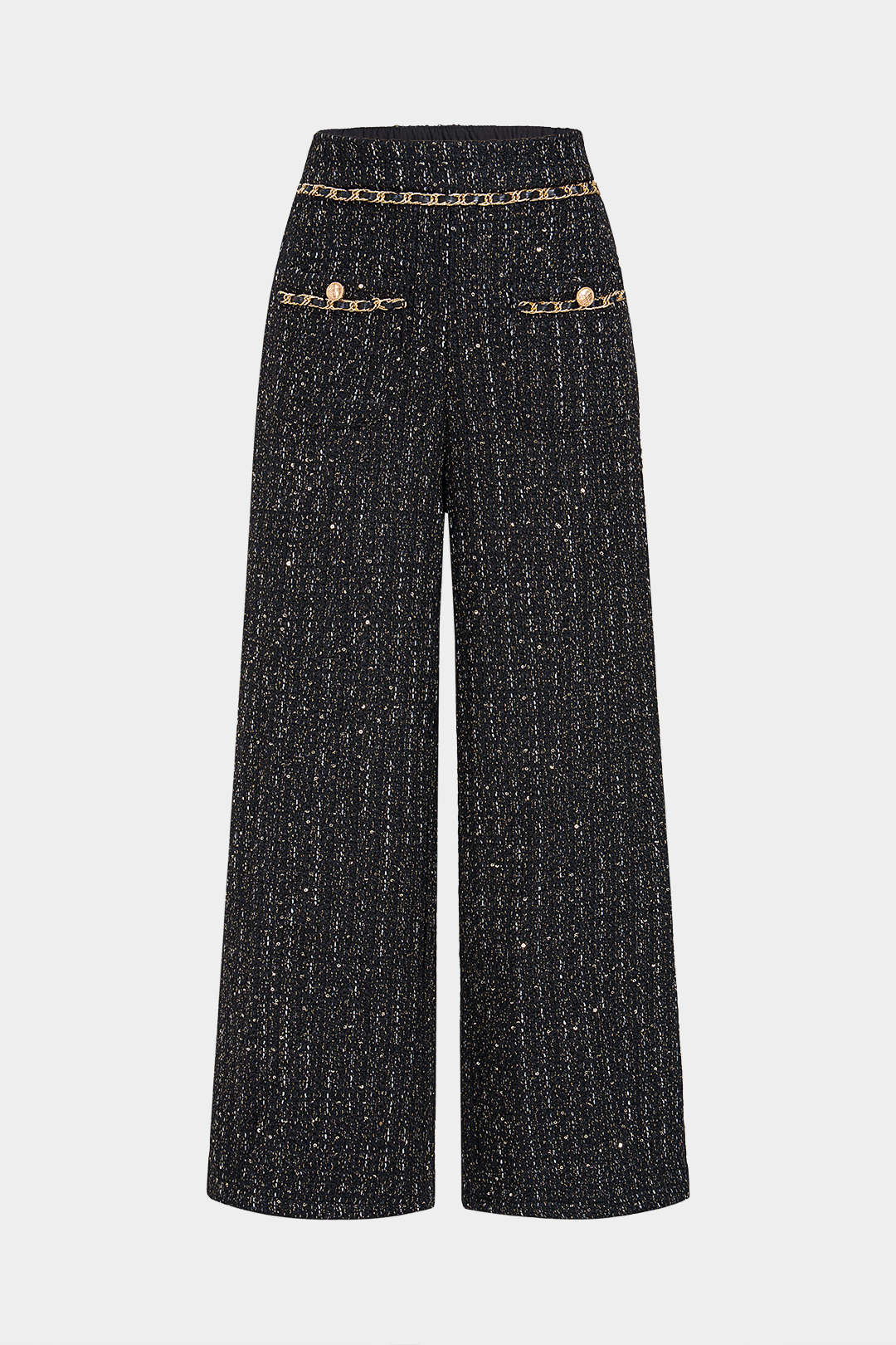 Tweed broek met pailletten en rechte pijp