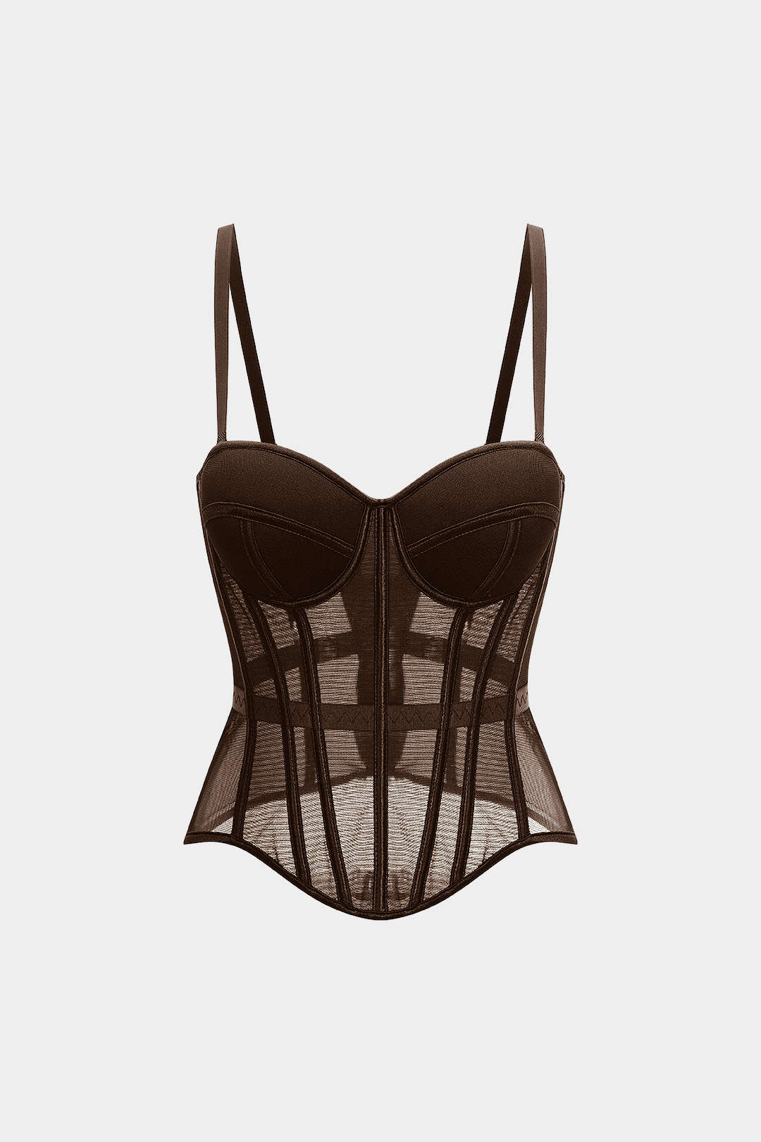 Mesh top met spaghettibandjes