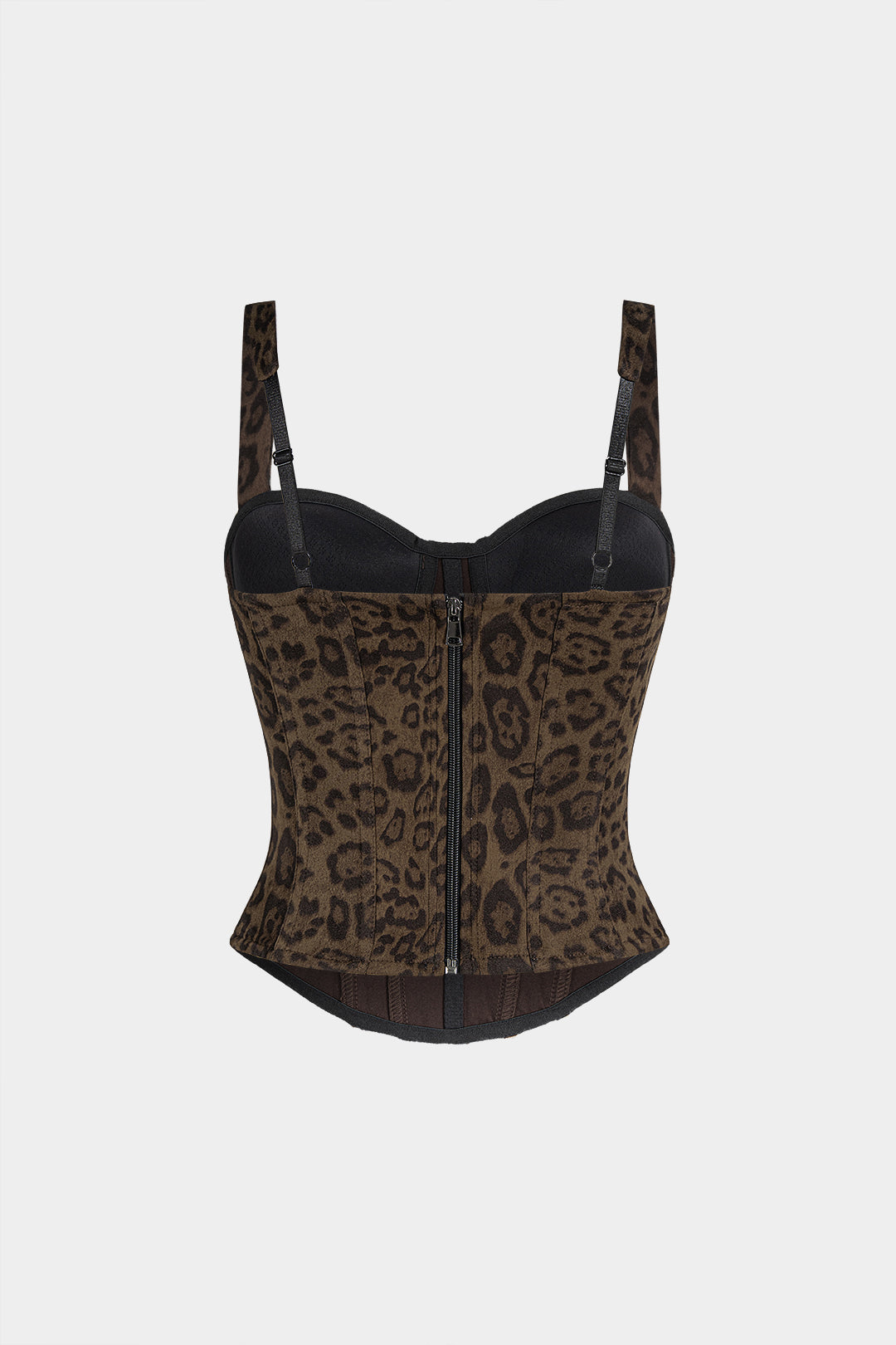 Luipaardprint suède top met rits