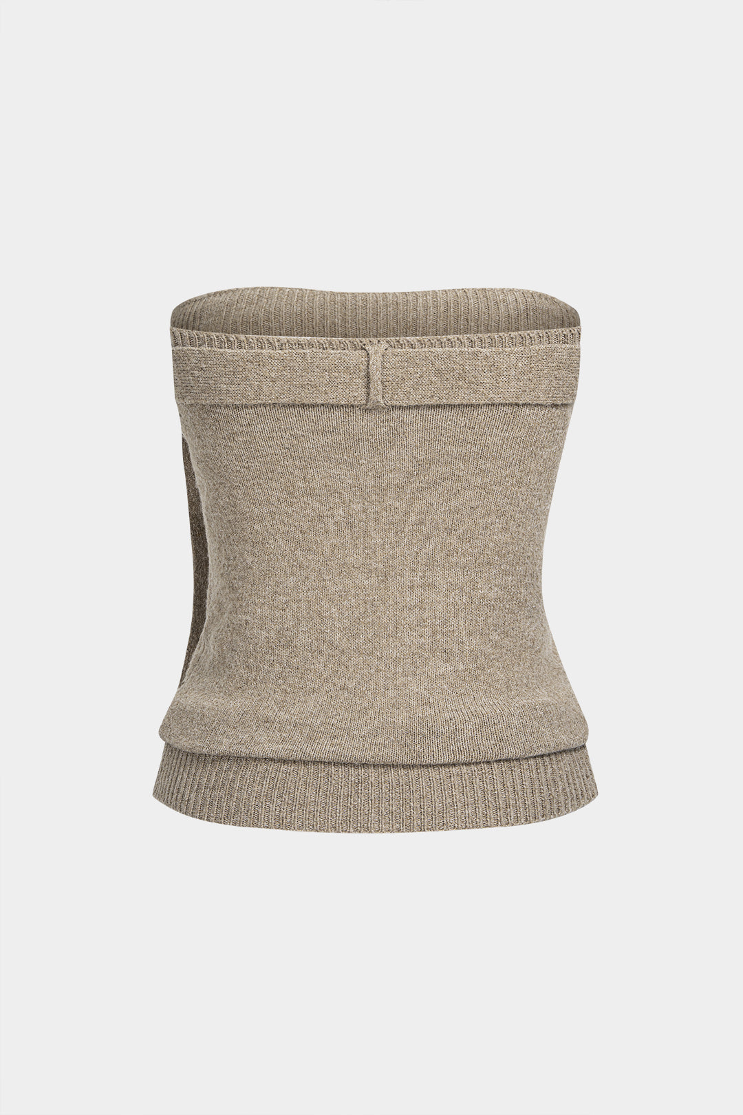Gebreide strapless top met riem en knoopjes