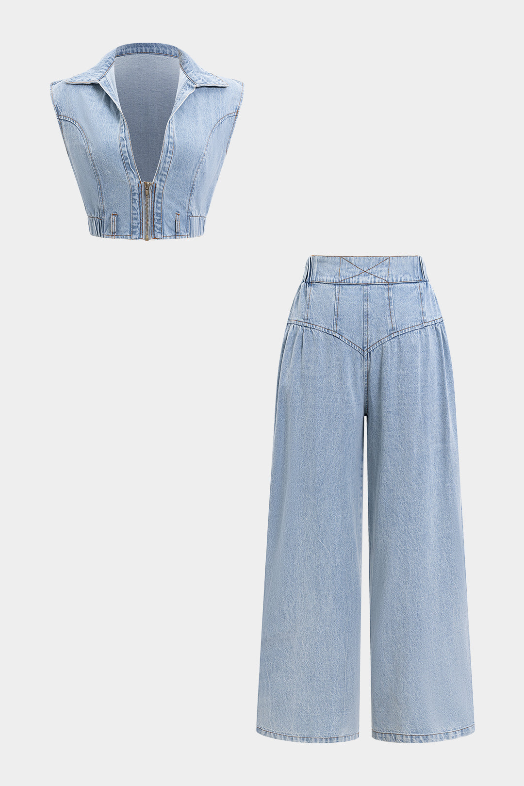 Denim set met tanktop en jeans