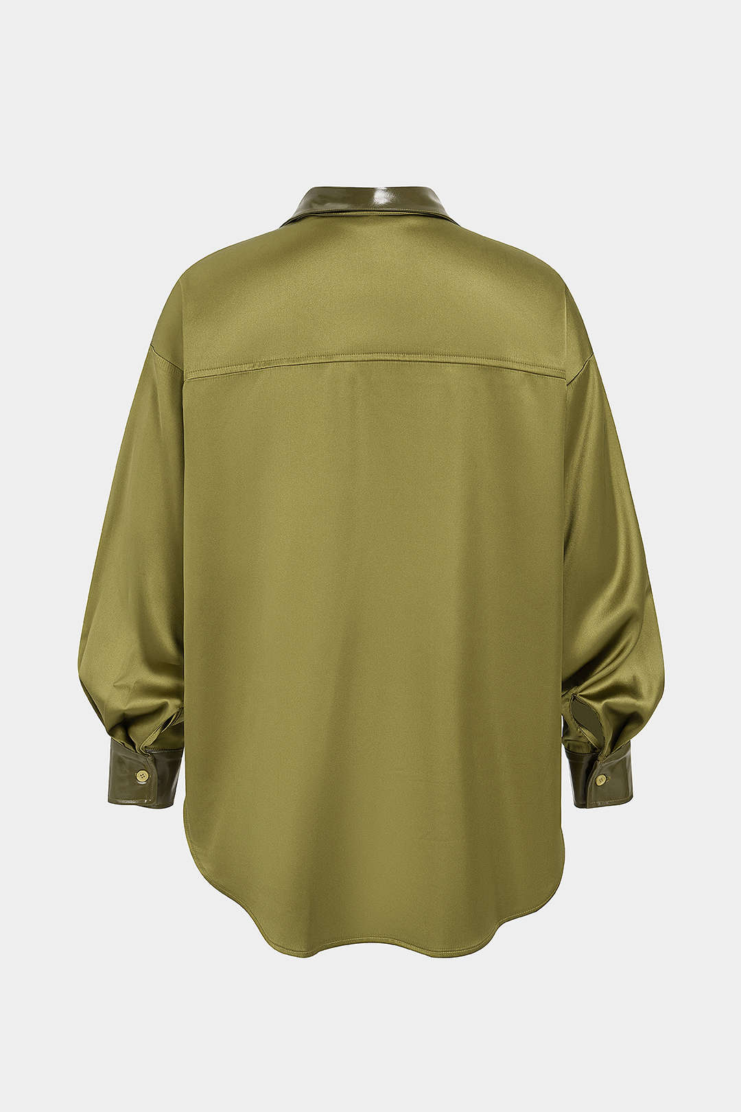 Patchwork satijnen blouse met lange mouwen