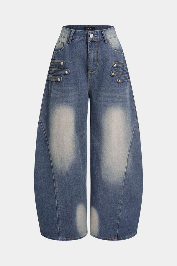 Vesna - Jeans met knoopjes en wijde pijpen