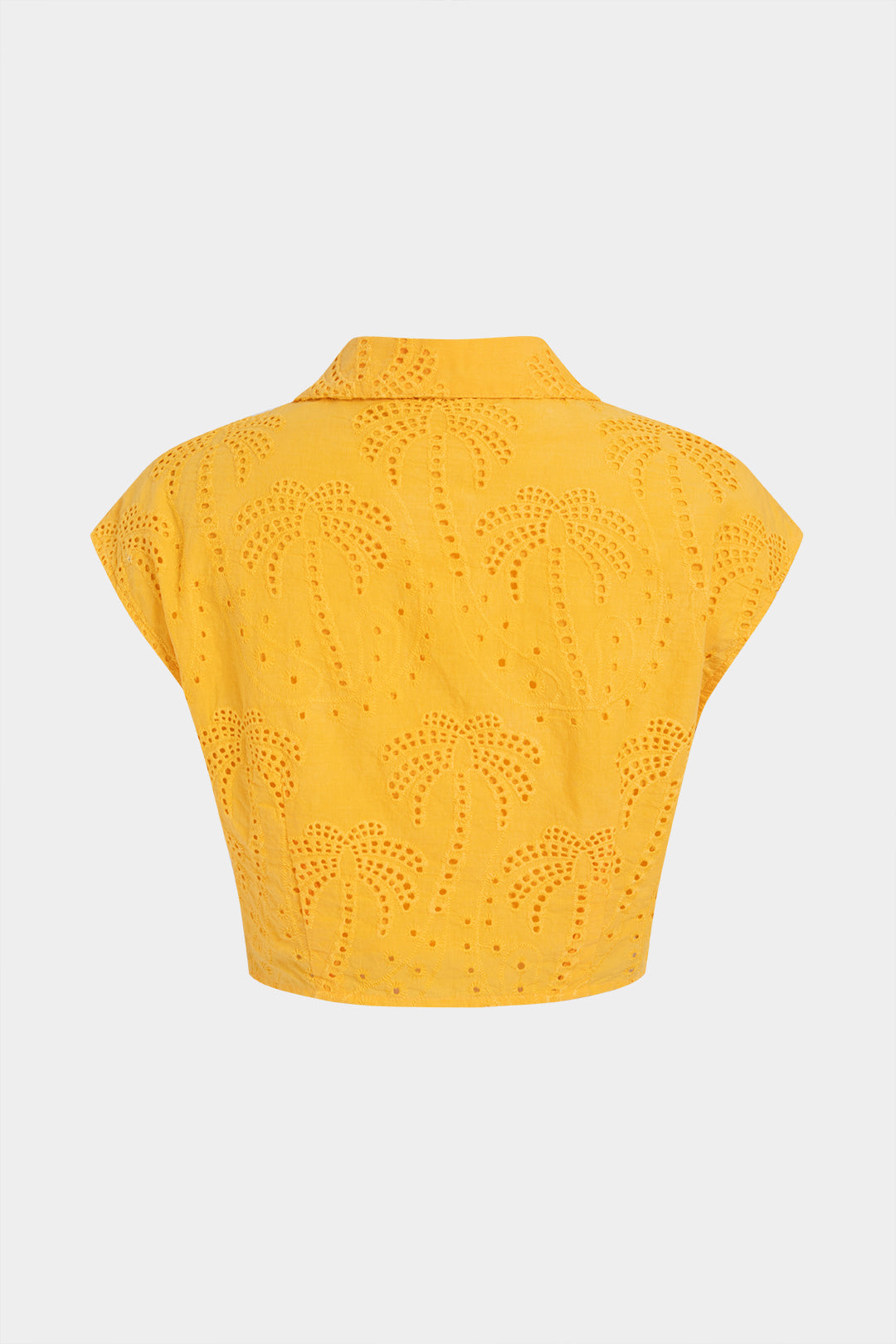 Top met kant, revers en opengewerkt detail