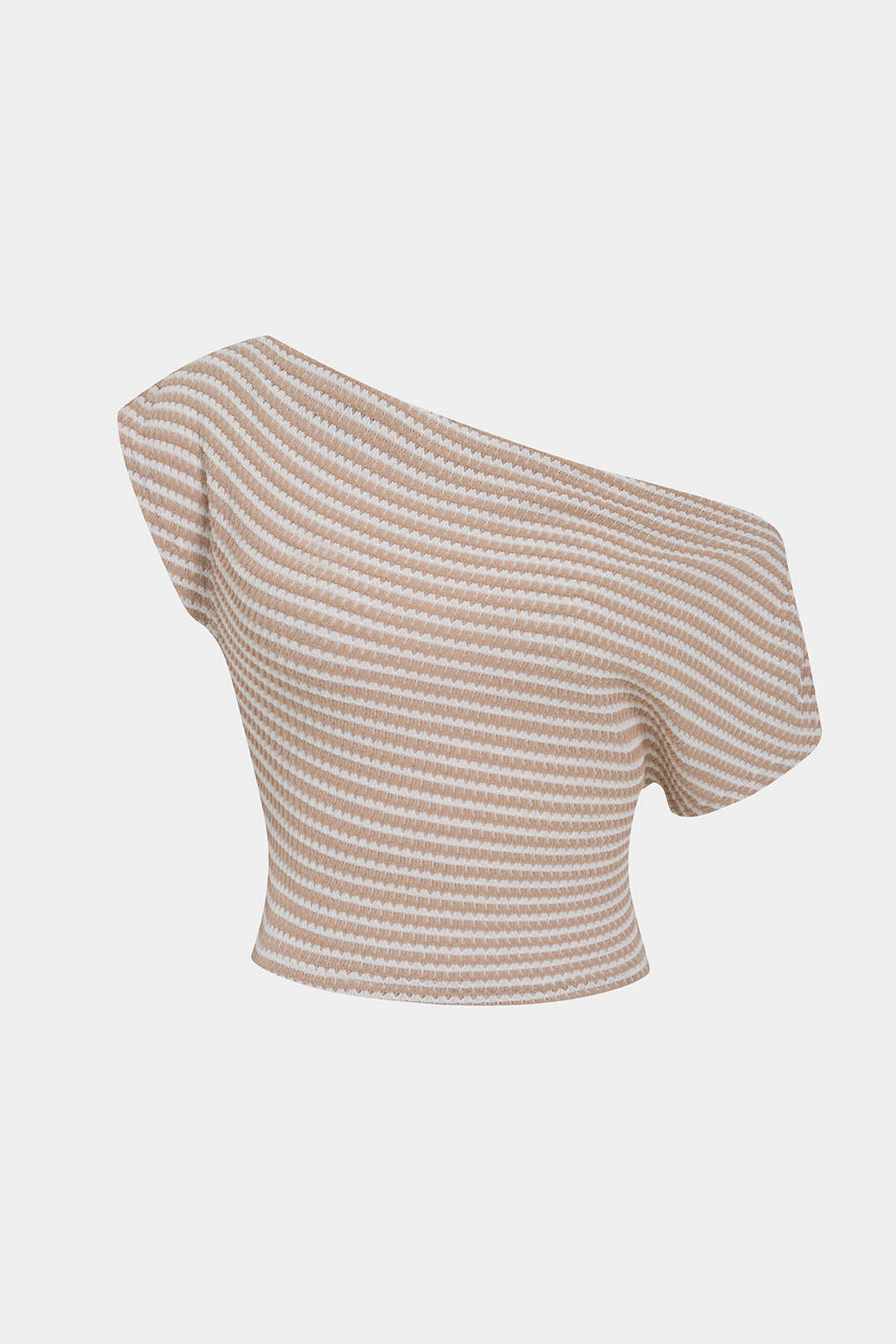 Gestreept T-shirt met één schouder en korte mouwen