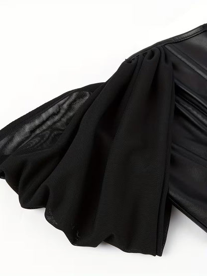 Strapless PU-Corsettop met Open Rug