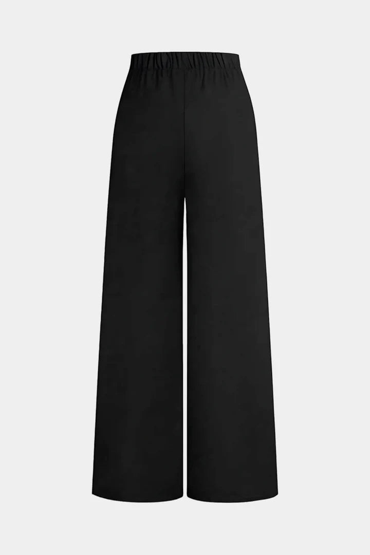 Effen broek met riem en wijde pijpen
