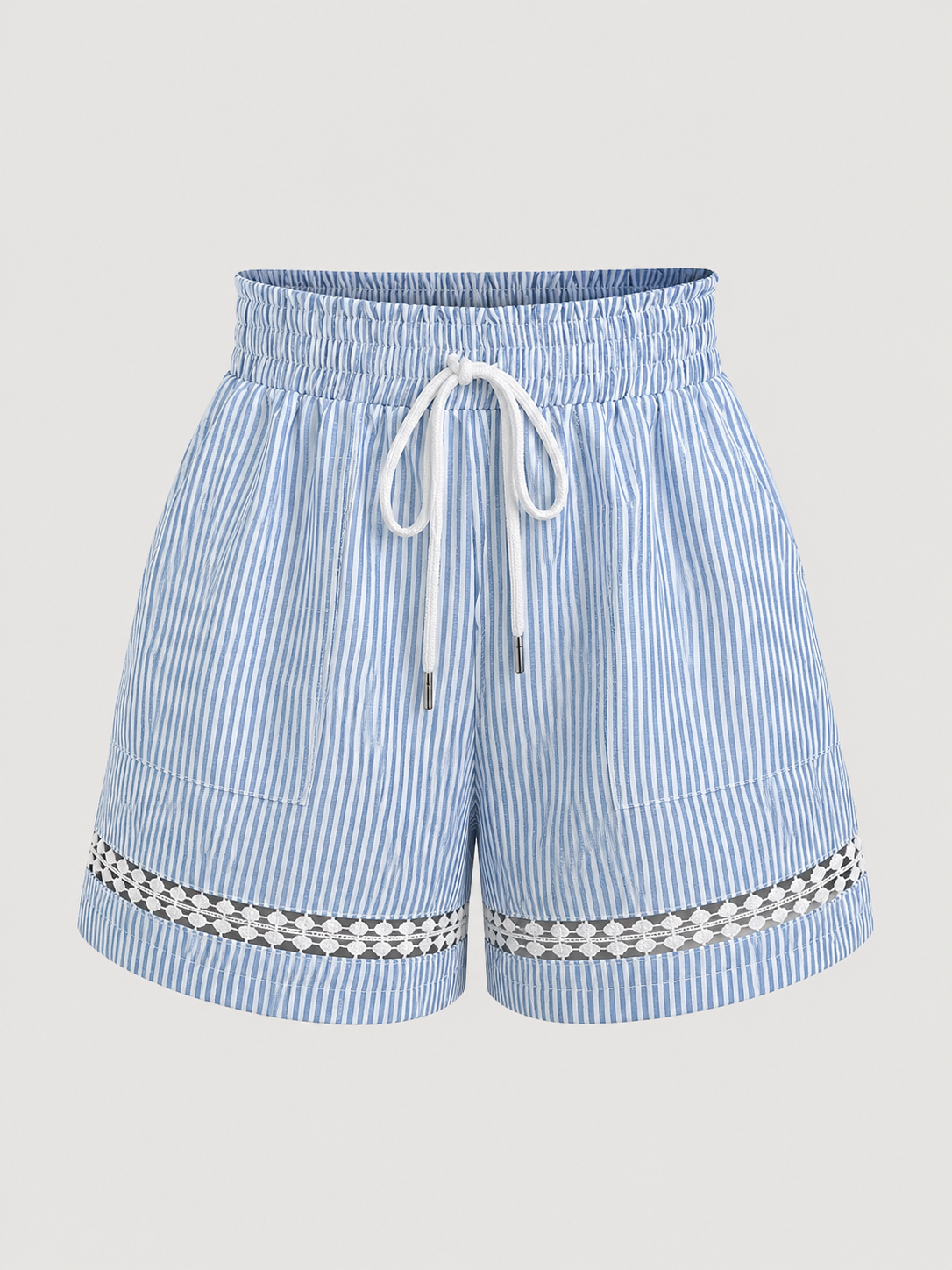 Azura™ | Gestreepte Zomershorts met Kantdetail