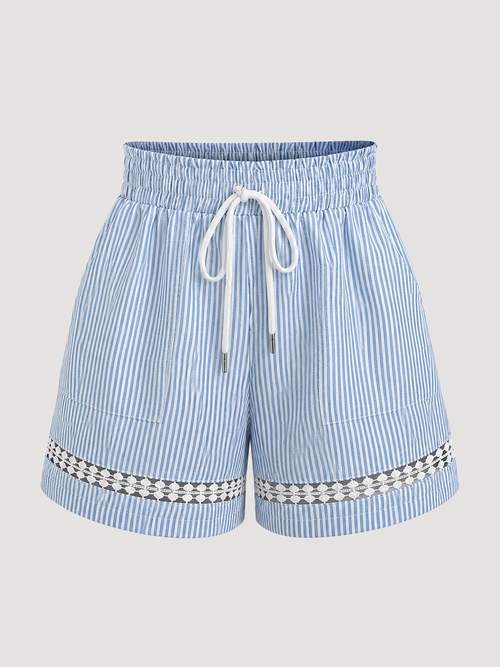 Azura™ | Gestreepte Zomershorts met Kantdetail