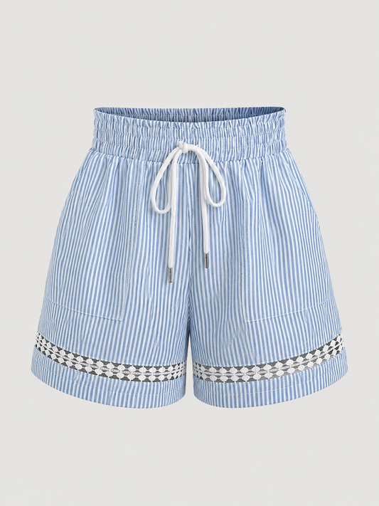 Azura™ | Gestreepte Zomershorts met Kantdetail