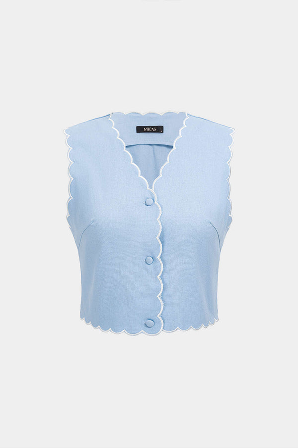 Linnen tanktop met knoopjes