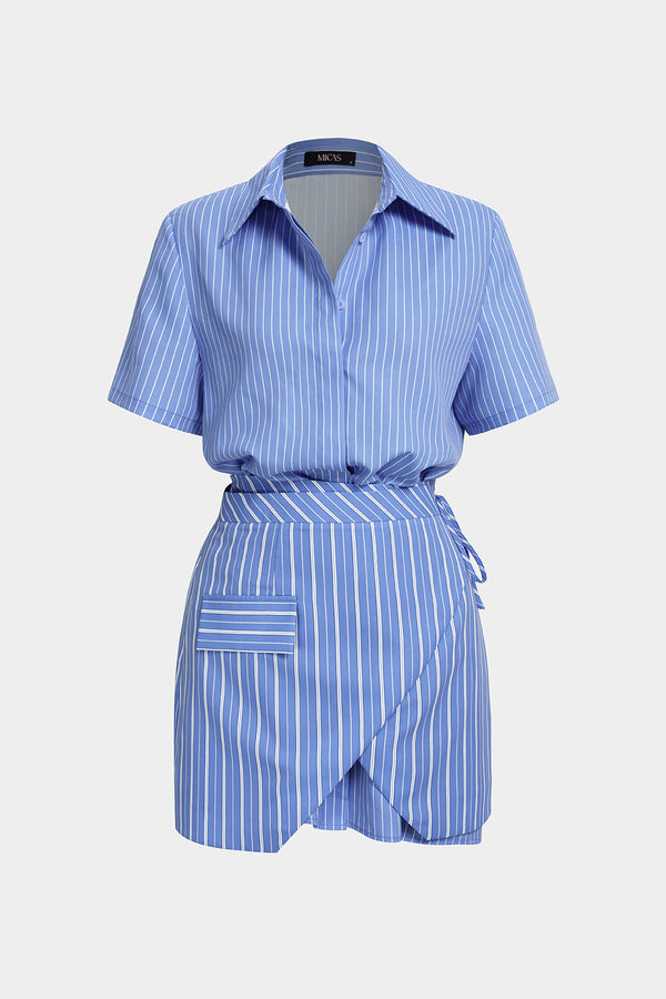 Zoë - Gestreepte set met blouse en rok