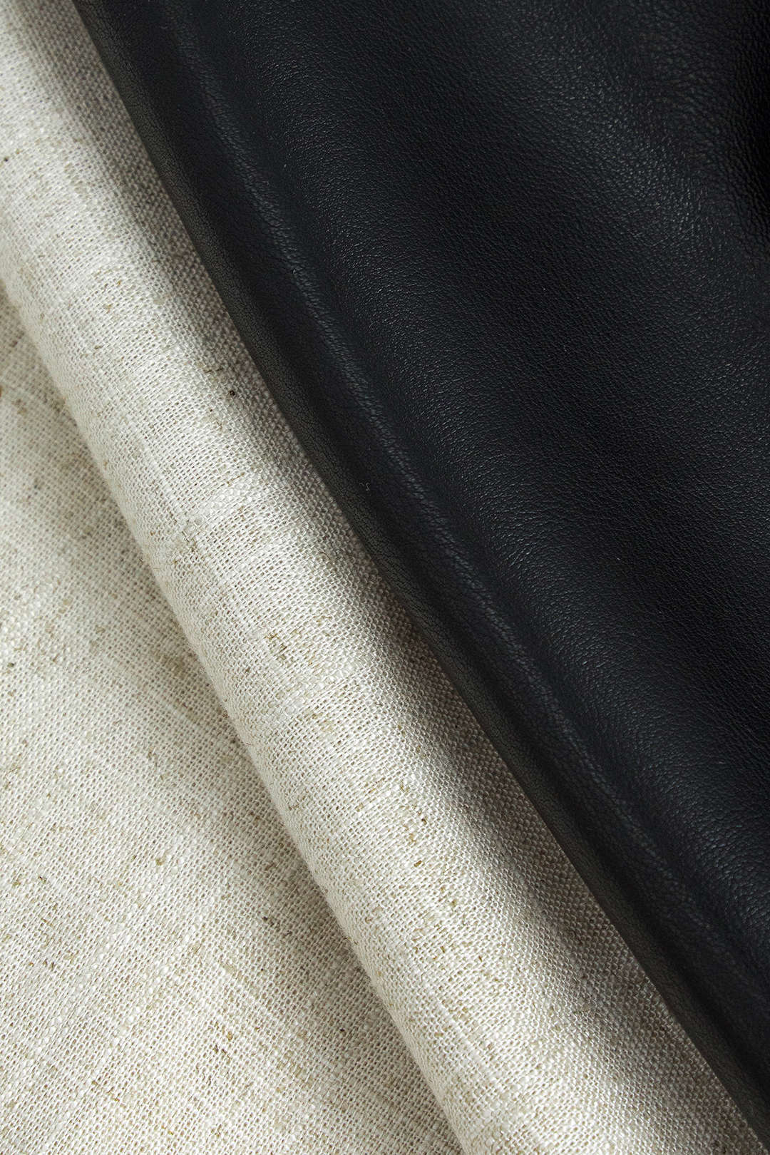 Colorblock leren-look broek met rechte pijp