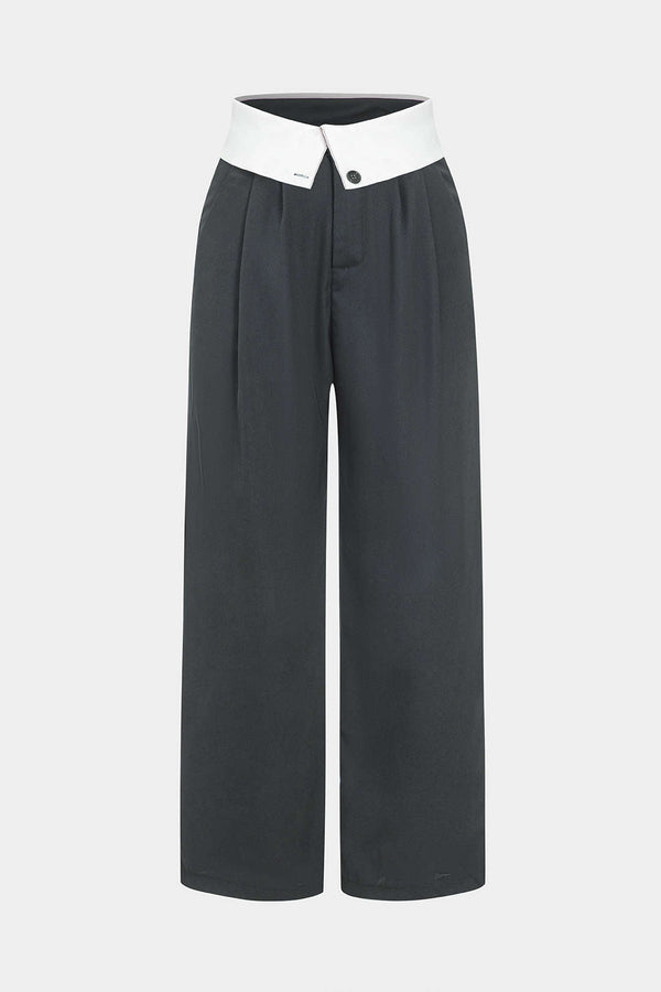 Pantalon met hoge taille en wijde pijpen