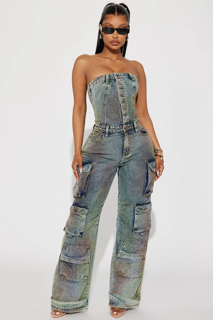Emma Camouflage Denim Jumpsuit