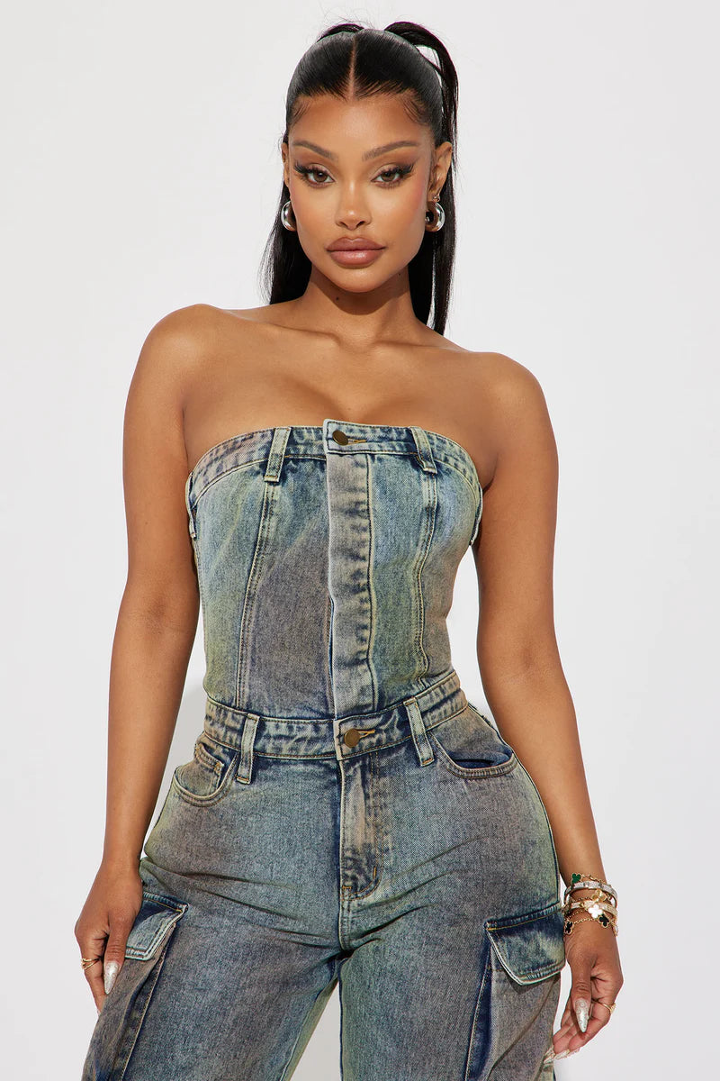 Emma Camouflage Denim Jumpsuit