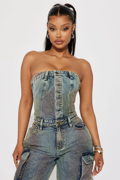Emma Camouflage Denim Jumpsuit