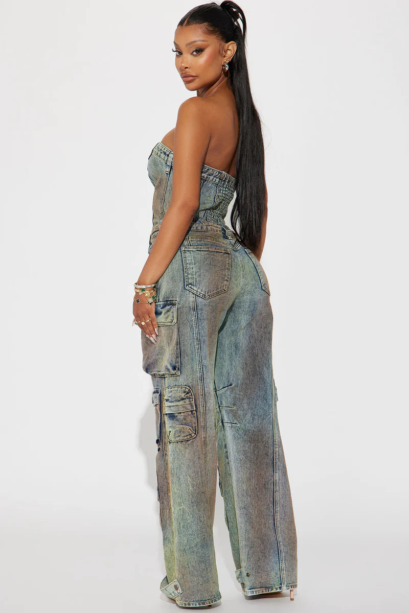 Emma Camouflage Denim Jumpsuit